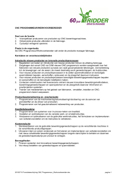 CNC PROGRAMMEUR/WERKVOORBEREIDER Doel van