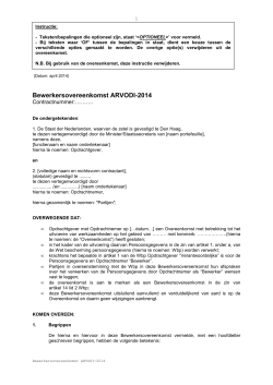 Bewerkersovereenkomst ARVODI-2014