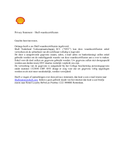 Privacy Statement – Shell waardecertificaten Geachte heer