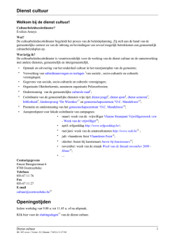 Dienst cultuur Openingstijden
