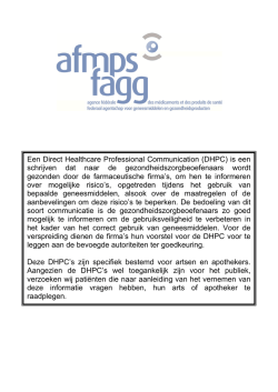 Een Direct Healthcare Professional Communication (DHPC