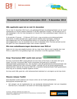 Nieuwsbrief Collectief beheerplan 2015 – 9 december 2014