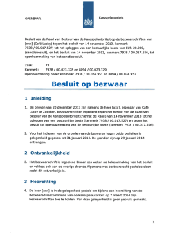 Besluit op bezwaar OPENBAAR Café Lucky