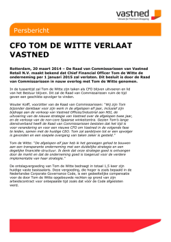 CFO TOM DE WITTE VERLAAT VASTNED