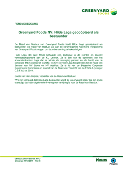 Greenyard Foods NV: Hilde Laga geco&ouml;pteerd als bestuurder