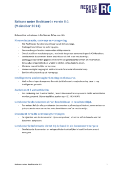 Release notes Rechtsorde versie 8.0. (9 oktober 2014)