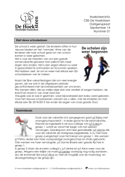 Hoeksteeninfo CBS De Hoeksteen Ooltgensplaat September 14