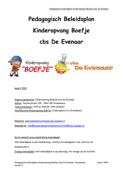 Pedagogisch Beleidsplan Kinderopvang Boefje cbs De Evenaar