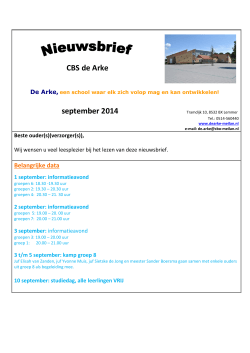 Nieuwsbrief cbs De Arke, september 2014