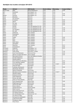 Starttijden bso locaties schooljaar 2014-2015