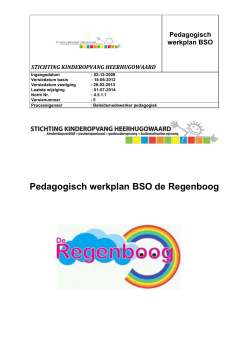 Pedagogisch werkplan BSO de Regenboog