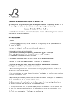 Agenda van de gemeenteraadszitting van 20 oktober 2014. De