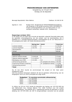 Budget 2014. Budgetsleutel 0550/64900000/Subsidiëring van