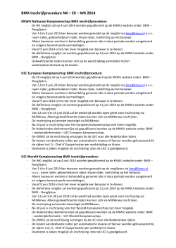 BMX Inschrijfprocedure NK – EK – WK 2014