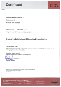 Certificaat CIBV Erkend Installatiebedrijf Brandmeldinstallaties