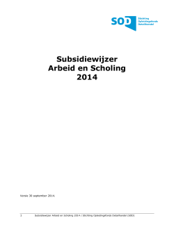 Subsidiewijzer Arbeid en Scholing 2014