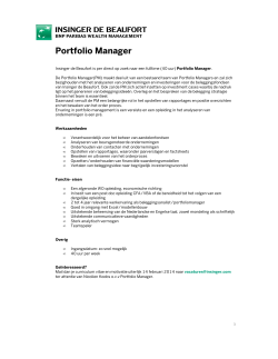 Portfolio Manager - Insinger de Beaufort