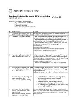 besluitenlijst 15 juli 2014 - gemeentebestuur van Voorschoten