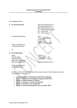 Zorgovereenkomst Fysiotherapie 2015 Instellingen