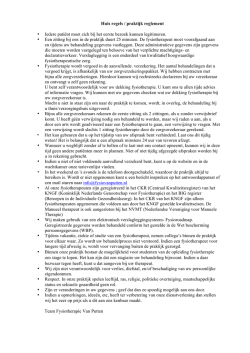Download onze huisregels - Fysiotherapie Van Putten