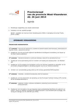 Agenda provincieraad 26 juni 2014 - Provincie West