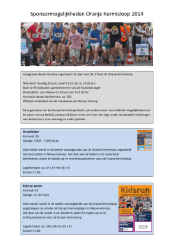 Sponsormogelijkheden Oranje Kermisloop 2014