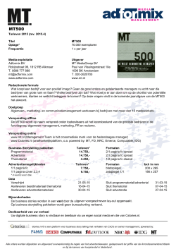 Tarieven 2015 (rev. 2015.3) Titel MT500 Oplage
