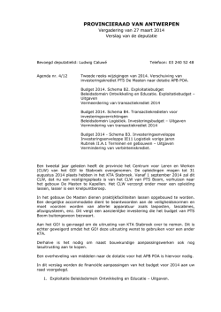 Verschuiving van investeringskrediet PTS De Masten naar dotatie