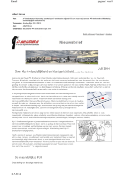 Nieuwsbrief | 07-2014 Over klantvriendelijkheid en