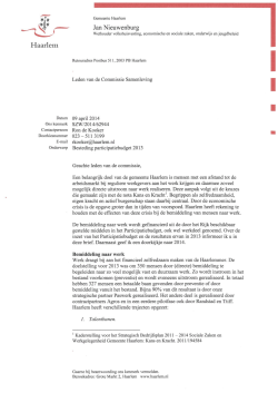 Cie SL : brief weth. Nieuwenburg 9 april 2014 inzake besteding