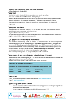 Informatie voor de standhouders - Centrum voor Jeugd en Gezin