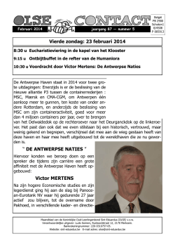 Vierde zondag: 23 februari 2014 “ DE ANTWERPSE - Sint