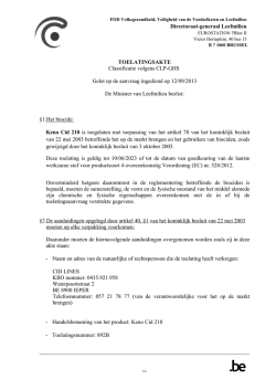 Directoraat-generaal Leefmilieu TOELATINGSAKTE