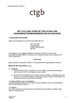 HET COLLEGE VOOR DE TOELATING VAN