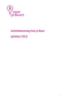 Activiteitenverslag Voor je Buurt (pilotfase 2013)