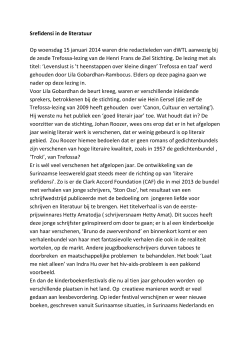 Srefidensi in de literatuur Op woensdag 15 januari 2014 waren drie