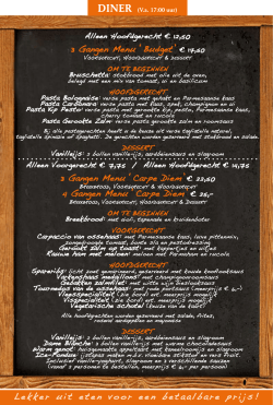 Diner kaart - Carpe Diem