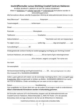 Inschrijfformulier cursus Stichting Creatief Centrum Halsteren