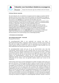 Dossier Vakantie voor kwetsbare kinderen en jongeren