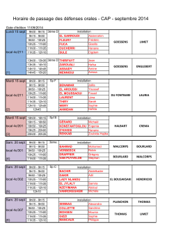 Horaire de passage des d&eacute;fenses orales - CAP