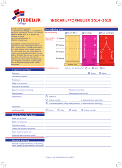 INSCHRIJFFORMULIER 2014-2015 - Stedelijk College Zoetermeer