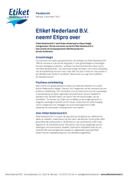overname etipro - Etiket Nederland bv