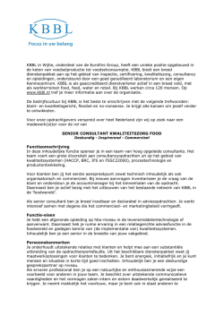 Advertentie vacature Consultant Kwaliteitszorg Food