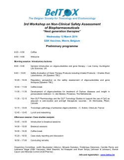 1st Annual Workshop on Non-Clinical Safety assessment of
