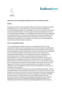 Informatie over de Training Cognitieve Gedragstherapie