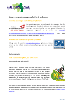 Nieuws over werken aan gezondheid in de basisschool Subsidies
