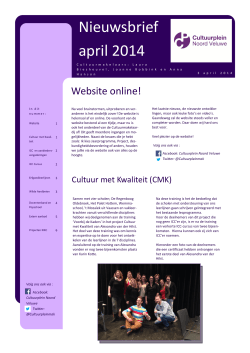 Nieuwsbrief april 2014 - Cultuurplein Noord Veluwe
