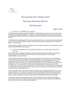 progress report Netherlands - Nuclear Security Summit 2014