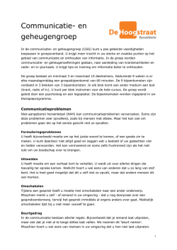 Informatieblad Communicatie en geheugengroep