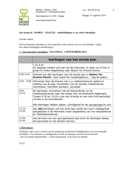 Info start schooljaar 1ste jaar